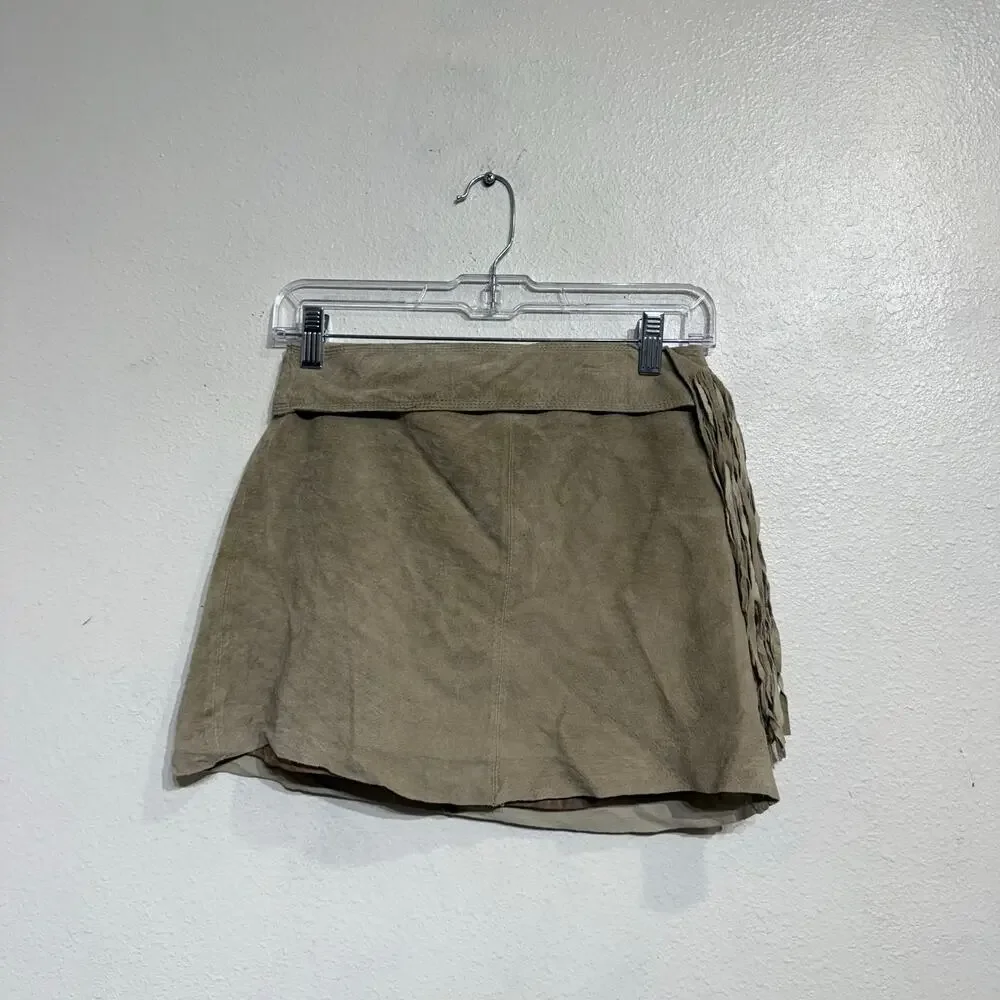 Limited Too Cream Suede Leather Mini Skirt Sz 12 Y2K